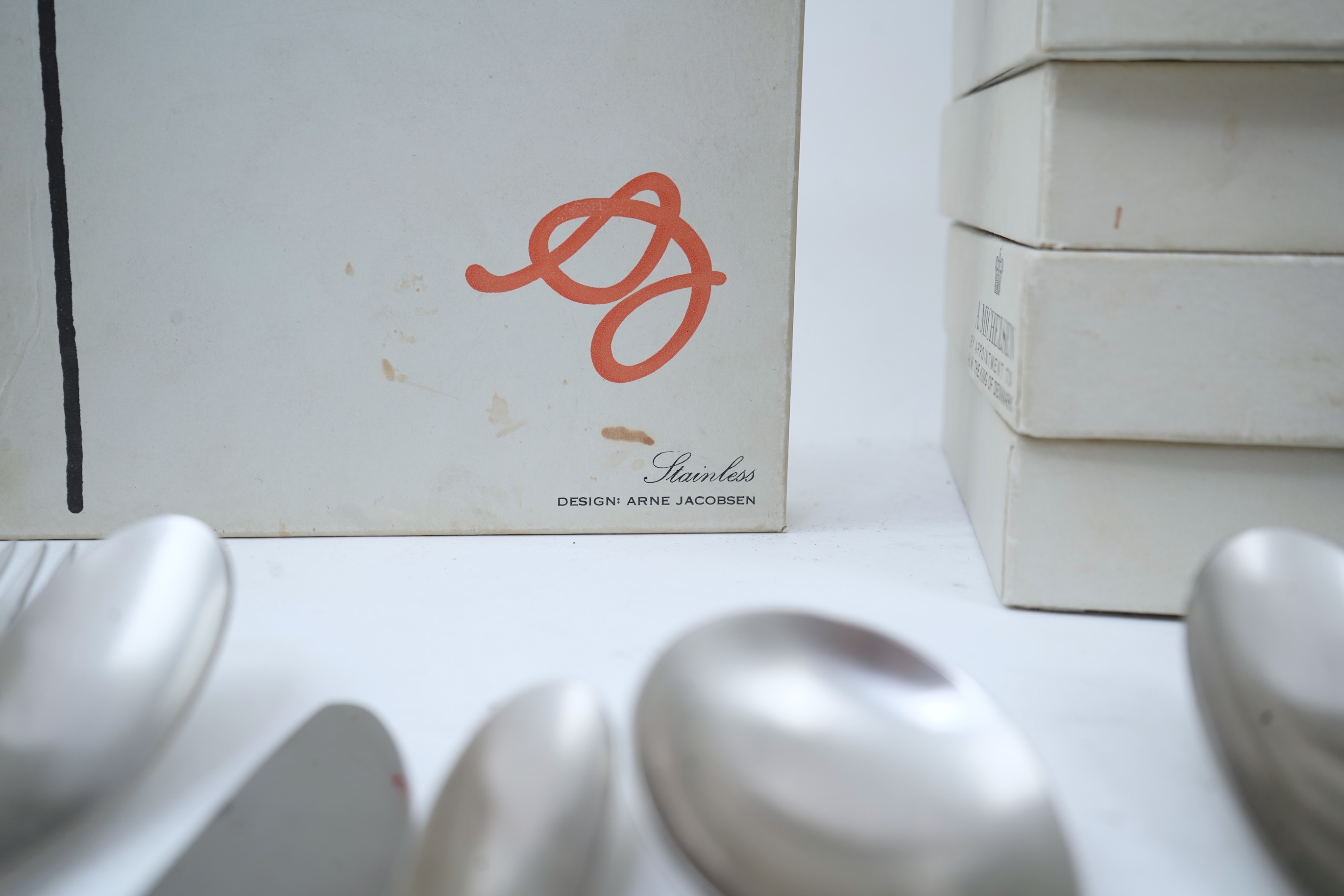 Arne Jacobsen (Danish, 1902-1971) for Anton Michelson: A canteen of 'model 660' stainless steel cutlery